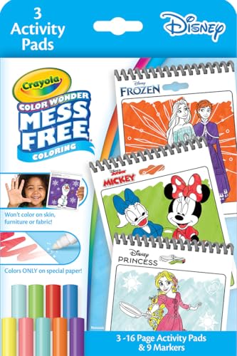 Crayola Disney Color Wonder Bundle (confezione da 3), blocchi e pennarelli per attività senza disordine, da colorare per bambini, regalo Disney per bambini, dai 3 anni in su