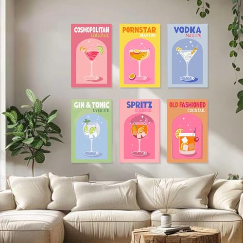 DAZZTIME Dipingere con i Numeri,6 Pezzi Quadri da Dipingere Numerati 20X30cm,Kit di Pittura Acrilica Fai-da-Te,con Pennelli e Colori Acrilici,Paint by Numbers Cocktail,per Decorazione Della - immagine 6