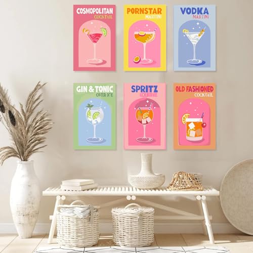 DAZZTIME Dipingere con i Numeri,6 Pezzi Quadri da Dipingere Numerati 20X30cm,Kit di Pittura Acrilica Fai-da-Te,con Pennelli e Colori Acrilici,Paint by Numbers Cocktail,per Decorazione Della - immagine 7