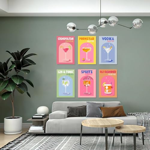 DAZZTIME Dipingere con i Numeri,6 Pezzi Quadri da Dipingere Numerati 20X30cm,Kit di Pittura Acrilica Fai-da-Te,con Pennelli e Colori Acrilici,Paint by Numbers Cocktail,per Decorazione Della - immagine 8