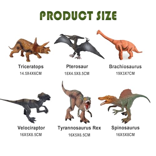 Figure Di Dinosauri Giocattoli Per Bambini Set, 6 Pezzi Di Dettagliati Dinosauri Giocattolo Preistorico, Realistico Figure Di Dinosauri Per Ragazzi Ragazze 3 Anni + In Su Giocare E Imparare - immagine 3