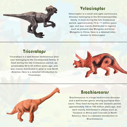 Figure Di Dinosauri Giocattoli Per Bambini Set, 6 Pezzi Di Dettagliati Dinosauri Giocattolo Preistorico, Realistico Figure Di Dinosauri Per Ragazzi Ragazze 3 Anni + In Su Giocare E Imparare - immagine 5