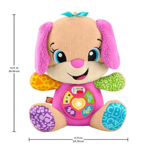 Fisher-Price Giocattolo per l'apprendimento dei neonati Ridi e Impara peluche musicale Sis Smart Stages rosa; per bambini dai 6 mesi in su, multilingue: Italiano, Spagnolo, Portoghese, Inglese, JFD35 - immagine 6