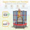 GYMAX Trampolino da Esterno per Bambini, Tappeto Elastico da Giardino, con Rete Protettiva, Telaio in Acciaio, Resistente alle Intemperie, per Interno, Esterno, Portata 135 kg - immagine 4