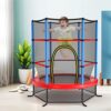 GYMAX Trampolino da Esterno per Bambini, Tappeto Elastico da Giardino, con Rete Protettiva, Telaio in Acciaio, Resistente alle Intemperie, per Interno, Esterno, Portata 135 kg