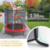 GYMAX Trampolino da Esterno per Bambini, Tappeto Elastico da Giardino, con Rete Protettiva, Telaio in Acciaio, Resistente alle Intemperie, per Interno, Esterno, Portata 135 kg - immagine 7