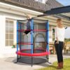 GYMAX Trampolino da Esterno per Bambini, Tappeto Elastico da Giardino, con Rete Protettiva, Telaio in Acciaio, Resistente alle Intemperie, per Interno, Esterno, Portata 135 kg - immagine 8