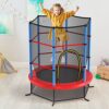 GYMAX Trampolino da Esterno per Bambini, Tappeto Elastico da Giardino, con Rete Protettiva, Telaio in Acciaio, Resistente alle Intemperie, per Interno, Esterno, Portata 135 kg - immagine 9