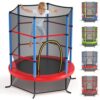 GYMAX Trampolino da Esterno per Bambini, Tappeto Elastico da Giardino, con Rete Protettiva, Telaio in Acciaio, Resistente alle Intemperie, per Interno, Esterno, Portata 135 kg - immagine 10