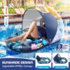 Galleggianti gonfiabili per piscina con baldacchino UPF50+, rimovibile, regolabile a 120°, grande piscina da spiaggia, zattera galleggiante con 2 portabicchieri, galleggianti gonfiabili per piscina - immagine 3