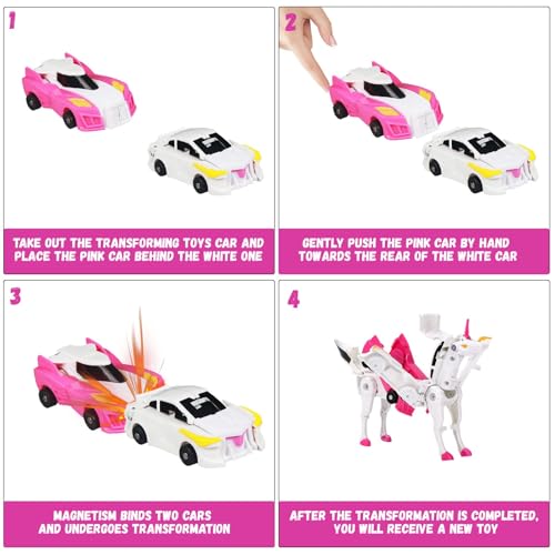 Goorder Giocattoli per bambini dai 3 agli 8 anni, trasformando l'auto a forma di unicorno, deformazione automatica delle connessioni magnetiche, giocattolo per bambini, 3-7 anni, giocattolo educativo, - immagine 8
