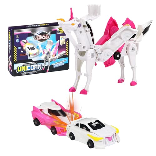 Goorder Giocattoli per bambini dai 3 agli 8 anni, trasformando l'auto a forma di unicorno, deformazione automatica delle connessioni magnetiche, giocattolo per bambini, 3-7 anni, giocattolo educativo,