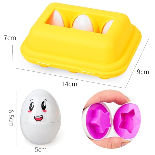 JoyGrow Uova di Abbinate Colore e Forma Riconoscimento 12pcs Montessori Uova Plastica Giocattoli Educativi per Bambini Abbinamenti Regalo Natale Viaggio Regalo Apprendimento Educativo - immagine 3