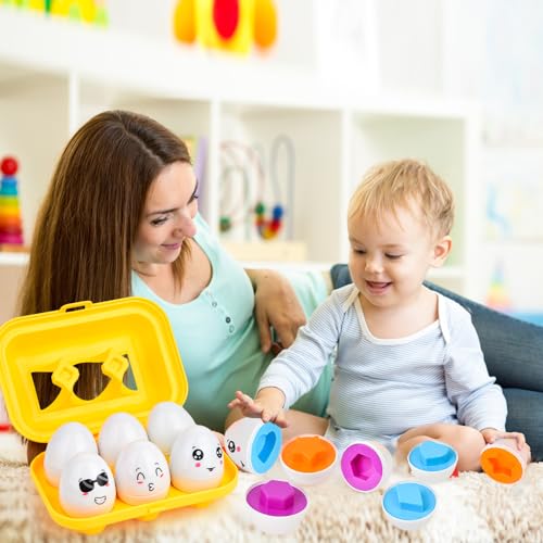 JoyGrow Uova di Abbinate Colore e Forma Riconoscimento 12pcs Montessori Uova Plastica Giocattoli Educativi per Bambini Abbinamenti Regalo Natale Viaggio Regalo Apprendimento Educativo - immagine 8