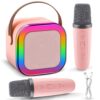 Karaoke per Bambini,Microfono Bambini con Luce LED,Karaoke bambini con 2 microfoni,Macchina Karaoke Portatile,Regali per bambini da 3 a 18 anni, ragazzi e ragazze