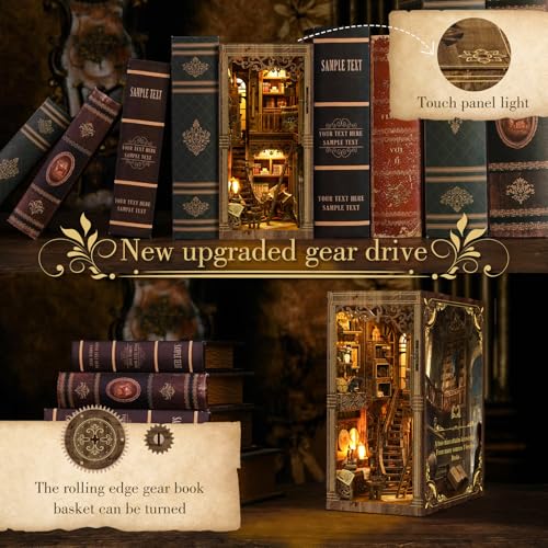 Kit Book Nook - (Edizione classica) - Puzzle in legno in miniatura fai da te, collezione di libri vintage con luci LED, fermalibri 3D per casa delle bambole per decorazione libreria, regalo creativo - immagine 5