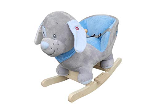 The Rocking Horse Co a Dondolo Cane/Cucciolo - Peluche Finitura - Completo con Suoni - su Solido Legno Rockers