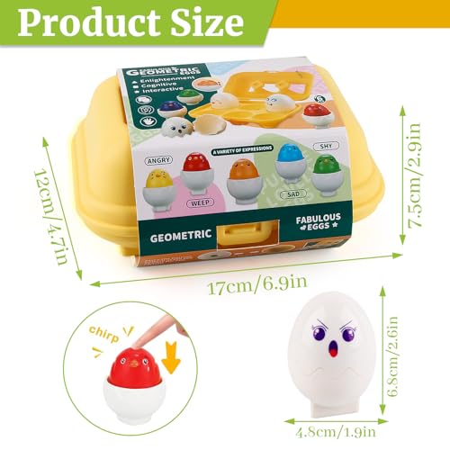 Uova Giocattolo per Bambini, SilverChry Uova di Pasqua Montessori, Montessori Giocattolo per Bambini, Bambina, Bambino, Puzzle di Forme, Ordinamento dei Colori, Gioco, Regali di Natale e Pasqua - immagine 3