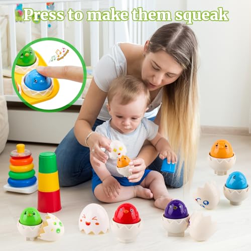 Uova Giocattolo per Bambini, SilverChry Uova di Pasqua Montessori, Montessori Giocattolo per Bambini, Bambina, Bambino, Puzzle di Forme, Ordinamento dei Colori, Gioco, Regali di Natale e Pasqua - immagine 4