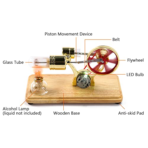 Vislone Mini motore ad aria calda modello di motore a LED Colorato, kit scientifico educativo - immagine 4