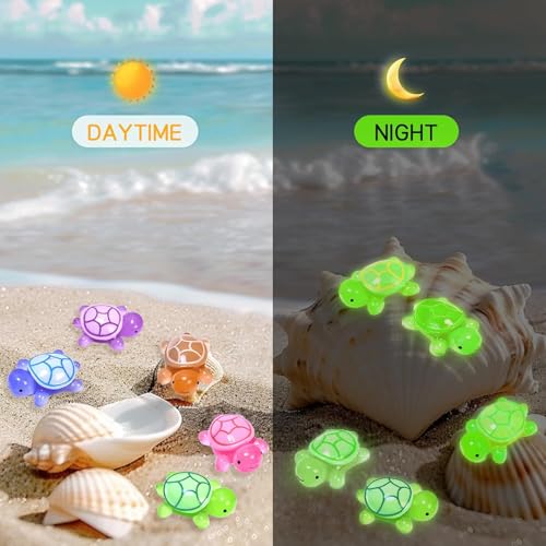 YALiya 10 Pezzi Mini Tartarughe Luminose, In Resina, Tartaruga In Resina Luminosa, Piccole Tartarughe, Mini Statuette, Fai Da Te, Per Decorazione In Vaso Da Giardino, Paesaggio(Multicolore) - immagine 8
