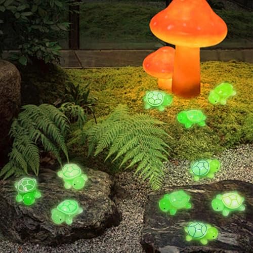 YALiya 10 Pezzi Mini Tartarughe Luminose, In Resina, Tartaruga In Resina Luminosa, Piccole Tartarughe, Mini Statuette, Fai Da Te, Per Decorazione In Vaso Da Giardino, Paesaggio(Multicolore) - immagine 10