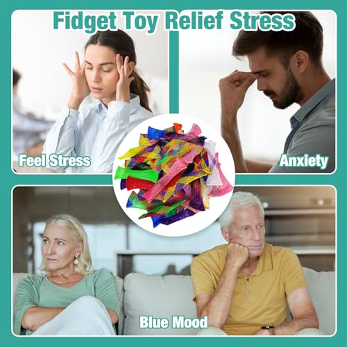 YUQILIN Set di 120 giocattoli sensoriali colorati a rete in marmo, antistress, per bambini e adulti, con ADHD, ADD, disturbi ossessivi, autismo, per anti-ansia, migliorare la concentrazione - immagine 6
