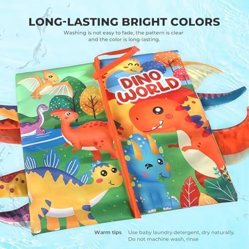 kidmance Cloth Book for Babies 0-3 Years - Interactive Early Learning Toy with Crinkle Sounds, Funhouse Mirror, And Bright Colors for Sensory Development And Fun Playtime - Jungle Adventure Theme - immagine 7