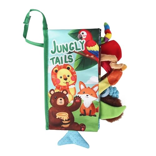 kidmance Cloth Book for Babies 0-3 Years - Interactive Early Learning Toy with Crinkle Sounds, Funhouse Mirror, And Bright Colors for Sensory Development And Fun Playtime - Jungle Adventure Theme