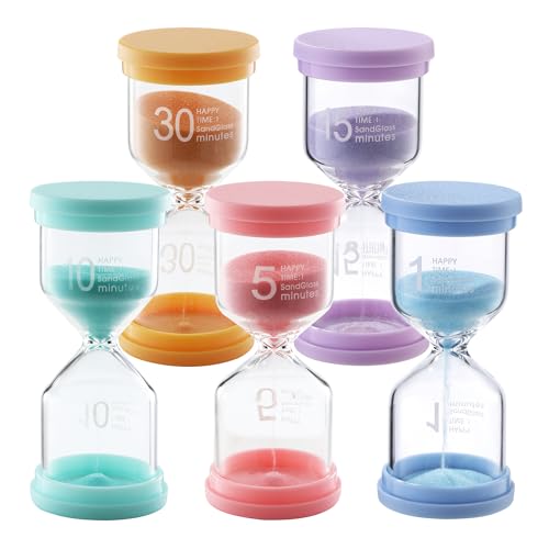 5 pezzi Clessidra Set,Colorate Clessidra per Bambini1/5/10/15/30 minuti,Clessidra Bambini per la vita dei bambini,l'apprendimento,i tempi di gioco,i regali creativi,la decorazione dell'home office