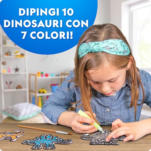 Blue Marble NATIONAL GEOGRAPHIC Kit Creativo per Bambini – Dinosauri Stile Vetrata con Colori Fosforescenti, Decorazioni per Finestre, Attività Artistiche per Bambini 4-8 Anni - immagine 3