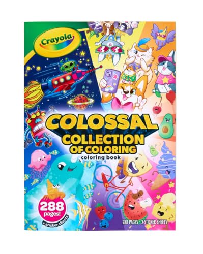 Crayola Colossal Collection of Coloring, 288 pagine di libri da colorare, 2 fogli adesivi, libro da colorare per bambini, attività di viaggio, 3+ - immagine 3
