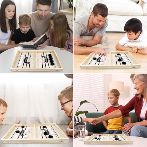 Crihovy Gioco da Tavolo, Doppio Combattimento Rapido Rimbalzo, Sling Puck Tabella Desktop Battaglia 2 in 1, Set di Scacchiere Portatile, Adatto per Attività Familiare (35 x 22 x 2.3cm) - immagine 6