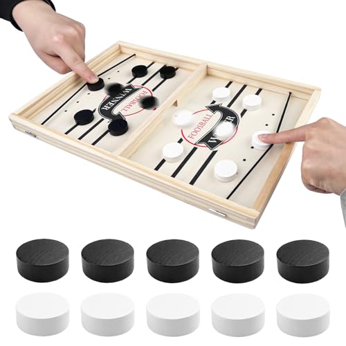 Crihovy Gioco da Tavolo, Doppio Combattimento Rapido Rimbalzo, Sling Puck Tabella Desktop Battaglia 2 in 1, Set di Scacchiere Portatile, Adatto per Attività Familiare (35 x 22 x 2.3cm)