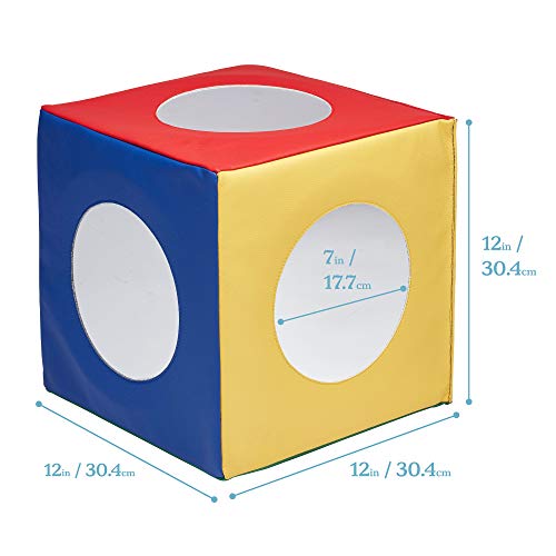 ECR4Kids SoftZone Mirror Foam Cube, Soft Sensory Tummy Time Toy for Infants and Babies, Toddler Active Play and Self-Discovery, Tummy Time Mirror Block - Assorted - immagine 3