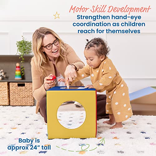 ECR4Kids SoftZone Mirror Foam Cube, Soft Sensory Tummy Time Toy for Infants and Babies, Toddler Active Play and Self-Discovery, Tummy Time Mirror Block - Assorted - immagine 5