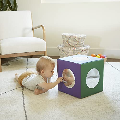 ECR4Kids SoftZone Mirror Foam Cube, Soft Sensory Tummy Time Toy for Infants and Babies, Toddler Active Play and Self-Discovery, Tummy Time Mirror Block - Assorted - immagine 8