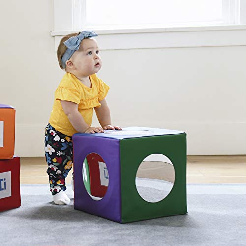 ECR4Kids SoftZone Mirror Foam Cube, Soft Sensory Tummy Time Toy for Infants and Babies, Toddler Active Play and Self-Discovery, Tummy Time Mirror Block - Assorted - immagine 9