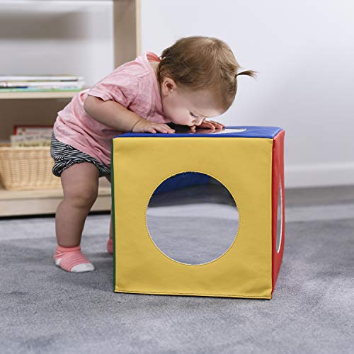 ECR4Kids SoftZone Mirror Foam Cube, Soft Sensory Tummy Time Toy for Infants and Babies, Toddler Active Play and Self-Discovery, Tummy Time Mirror Block - Assorted - immagine 11