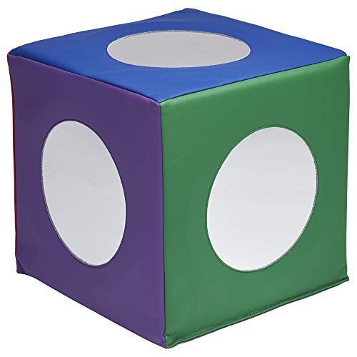 ECR4Kids SoftZone Mirror Foam Cube, Soft Sensory Tummy Time Toy for Infants and Babies, Toddler Active Play and Self-Discovery, Tummy Time Mirror Block - Assorted