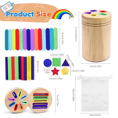 EOPUOZS Giochi Montessori 1 2 3 Anni, 3 in 1 Giochi Bambini 1 2 3 4 Anni, Giochi di Selezione di Forme e Colori, Giocattolo in Legno, Giocattolo Educativo per Bambini, Regali per Bambini - immagine 8