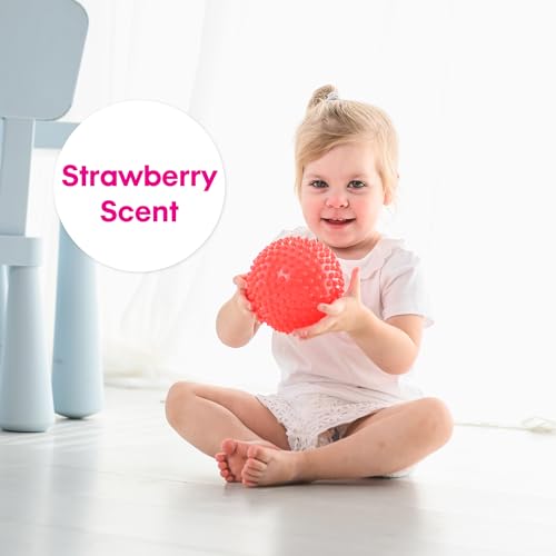 Edushape L'originale palla sensoriale per bambini – Palla da 10,2 cm che aiuta a migliorare le abilità motorie lorde per bambini dai 6 mesi in su – Confezione da 4 palline vivaci e colorate e uniche - immagine 4