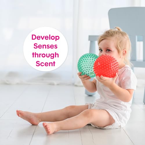 Edushape L'originale palla sensoriale per bambini – Palla da 10,2 cm che aiuta a migliorare le abilità motorie lorde per bambini dai 6 mesi in su – Confezione da 4 palline vivaci e colorate e uniche - immagine 6