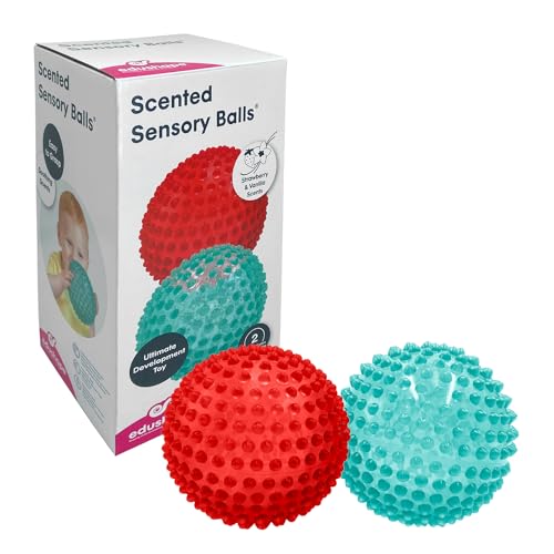 Edushape L'originale palla sensoriale per bambini – Palla da 10,2 cm che aiuta a migliorare le abilità motorie lorde per bambini dai 6 mesi in su – Confezione da 4 palline vivaci e colorate e uniche