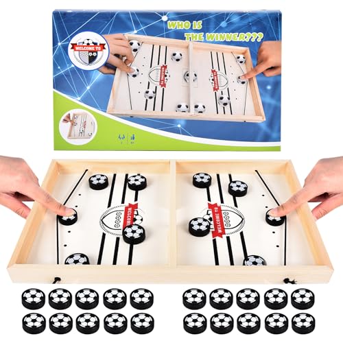 FORMIZON Gioco da Tavolo da Hockey, Hockey da Tavolo in Legno, Tabella Desktop Battaglia 2 in 1 Vincitore Gioco Interazione Ghiaccio Adatto per Attività Familiare - immagine 8