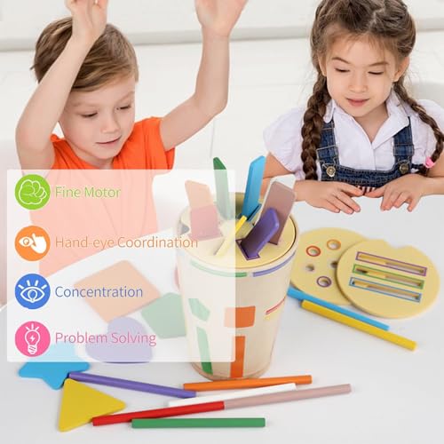 Felly Giochi Legno Montessori per Bambini 1 2 3 Anni, Gioco Colore Forma Impilare e Ordinare, Giocattoli Motricità Fine e Educativi e Sensoriale Apprendimento, Regali di Compleanno per Bambina Bambino - immagine 4