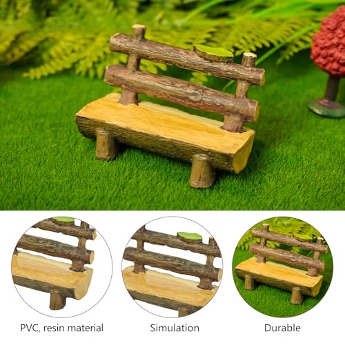 Giardino in Miniatura Decorazioni - 1 Panca in Legno 1:12, Ponte in Legno con 5 Paletti, 4 Panchine a Due Posti - Colori Giallo, Beige, Nero e Marrone, Perfetto per Paesaggi Fiabeschi, DIY - immagine 4