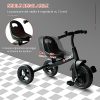HOMCOM Triciclo per Bimbo con Campanello, Parafango, Ruota Speciale, Nero/Rosa, 74x49x55cm - immagine 5