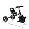 HOMCOM Triciclo per Bimbo con Campanello, Parafango, Ruota Speciale, Nero/Rosa, 74x49x55cm - immagine 8