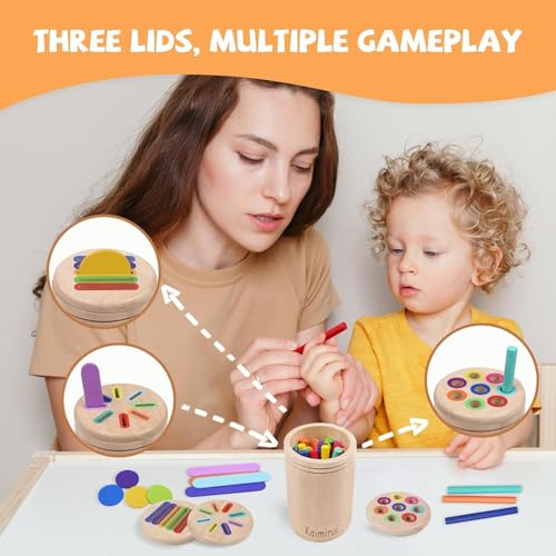 Kaimirui Giochi Montessori 1 2 3 Anni,Giochi Bambini 1 Anni,Giochi Legno Bambini Scuola Materna Educational Color Sorting Fidget Giocattoli sensoriali-Regali per Bambini Bambina 1 2 Anni - immagine 5